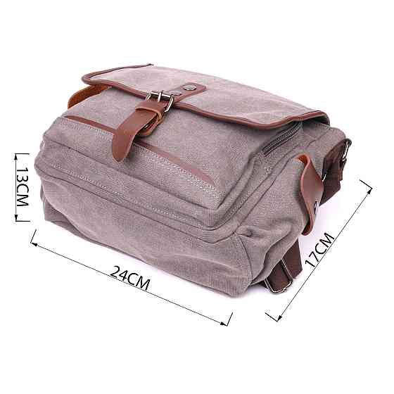 Практична горизонтальна чоловіча сумка з текстилю 21248 Vintage Сіра Київ