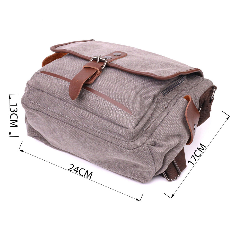 Практична горизонтальна чоловіча сумка з текстилю 21248 Vintage Сіра Київ - фото 3