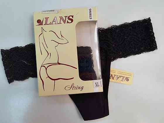 Стринги кружевные хлопок (2шт в уп) Lans 22/030 XL, Черный Киев