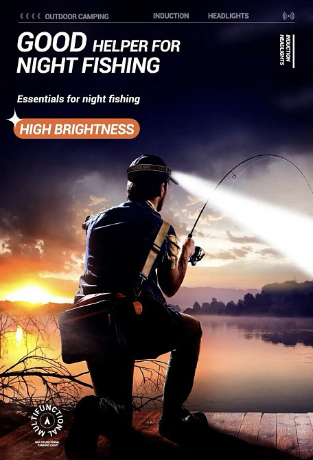 Налобный фонарик на аккумуляторе с зарядкой USB, фонарь для рыбалки,фонарик на голову, 4 режима зеленый Киев - изображение 9