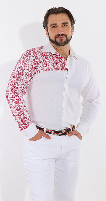 Лляна чоловіча сорочка вишиванка Київ - фото 4