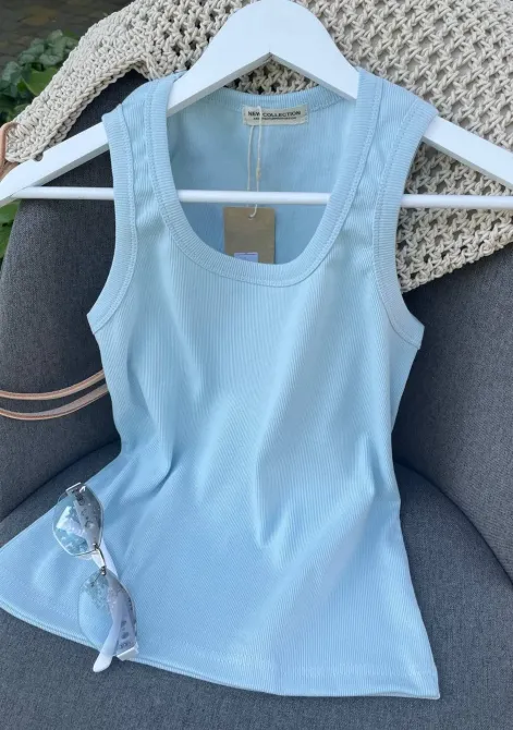 Жіноча майка в рубчик кашкорсе — базова бавовняна майка на літо Одеса - фото 8