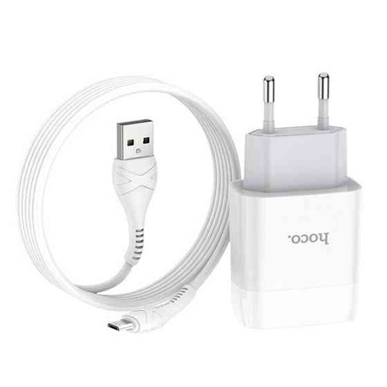 СЗУ сетевое зарядное устройство HOCO C73A 2USB/2.4A с кабелем для зарядки USB - MicroUSB Белый Каменец-Подольский
