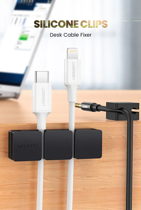 Органайзер для кабелів UGreen Cable Holder Clip Black (Чорний) Николаев - изображение 3