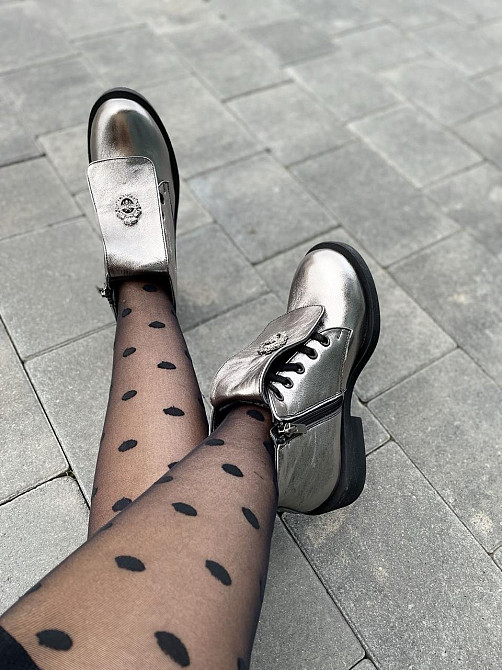 Injers Черевики жіночі INJERS срібні натуральна шкіра висота 13см (4006) 36р.37р.39р.40р. Коломия - фото 2