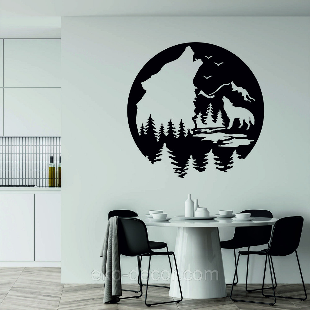 Декоративное настенное Панно «Волк», Декор на стену 90*90 см, Черный Киев - изображение 1