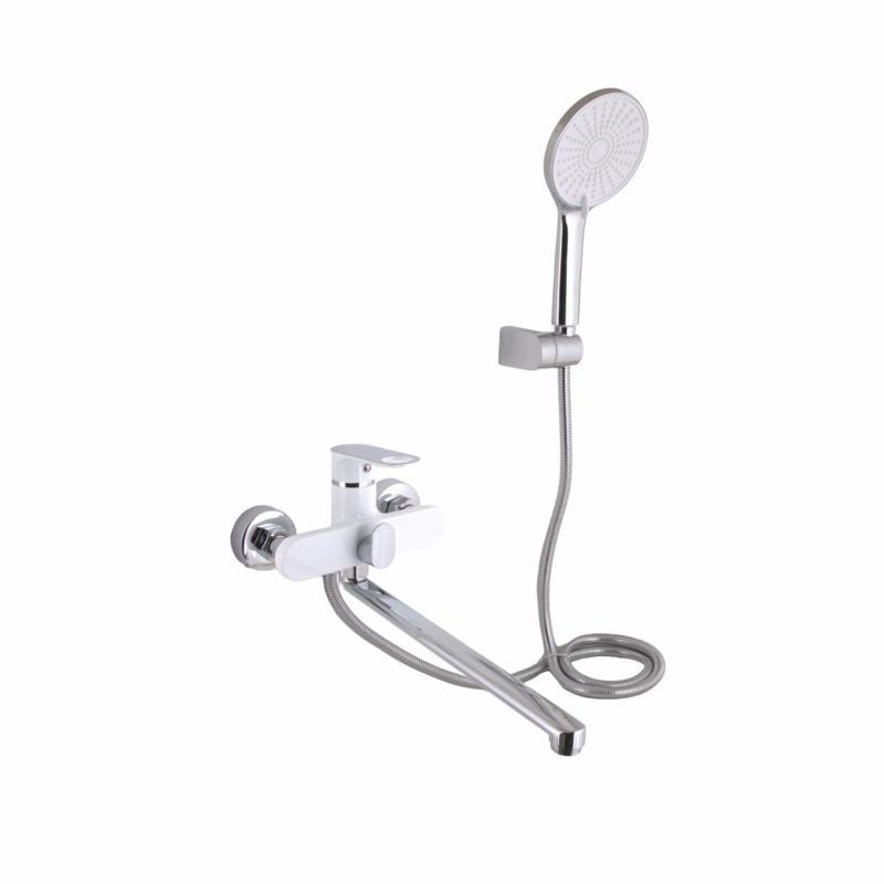 Смеситель для ванны Qtap Jay c душевым гарнитуром QTJAY2601CRW45552 белый/хром Киев - изображение 1