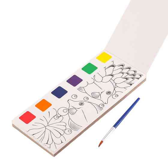 Альбом "Marine animls" для розфарбовування з акварельними фарбами розмальовка з пензликом для творчості Кам'янець-Подільський