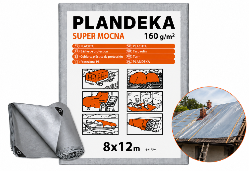 Тент 160 г/м2 8мх12м тарпауліновий "PLANDEKA" для захисту від вітру та дощу Дніпро - фото 11