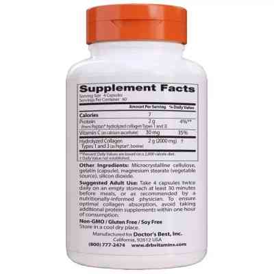 Вітамін Doctor's Best Колаген Типів 1 &amp; 3 500мг, Peptan, 240 капсул (DRB-00263) Вінниця