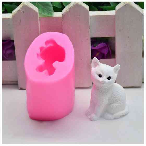 Молд силиконовый кот 40 на 50 на 30 мм розовый Киев