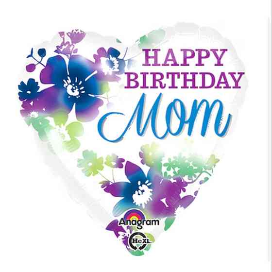 Фольговані куля happy birthday Mom серце 18" 45см Київ