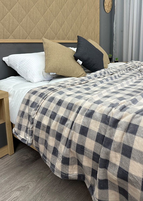 Плед-покривало Decorator WellSoft 200х220 см Клітинка Бежево-сірий (87-282) Київ - фото 7
