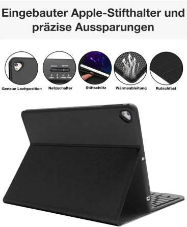 Чехол клавиатура DINGRICH для iPad 9.7 (5/6/Air/Pro) | Bluetooth QWERTZ | Съемная клавиатура + держатель Apple Pencil + Sleep/Wake Киев