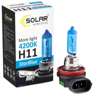 Автолампа SOLAR H11 12V 55W PGJ19-2 StarBlue 4200K (1281) Винница - изображение 1