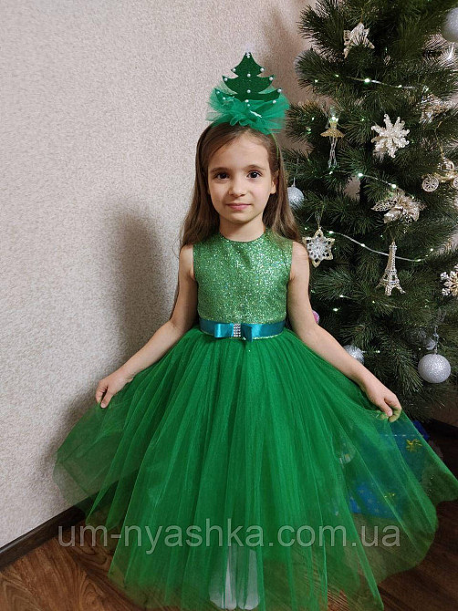Зеленое платье с блестками платье Елочки Весны Цветочка царевны Лягушки 80 Кривой Рог - изображение 1