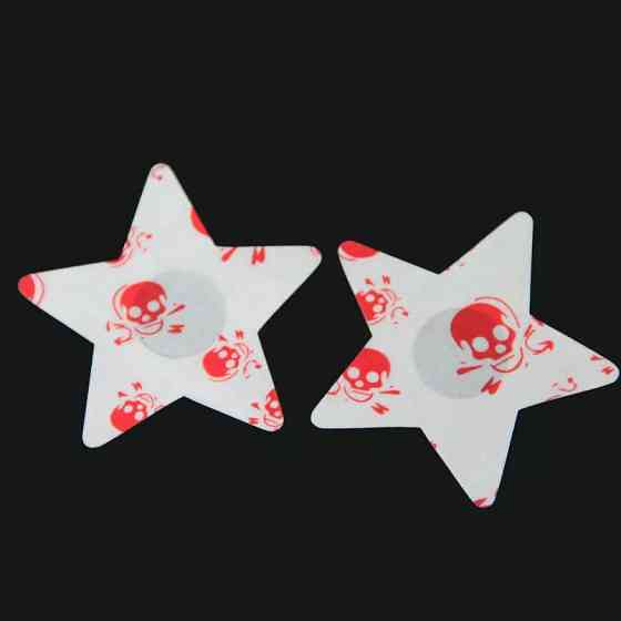 Наклейки на бюст "Зірочки з черепами", колір різнобарвний - розмір 8см Київ