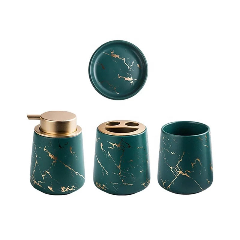 Керамический набор аксессуаров в ванную комнату из 4 предметов Bathlux, дизайнерский Зеленый Каменец-Подольский - изображение 2