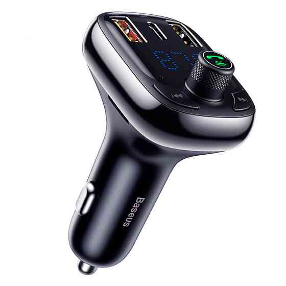 FM трансмітер модулятор Baseus S-13 Bluetooth 5.0 c функцією зарядки (Чорний, 2xUSB, 1xType-C) Николаев