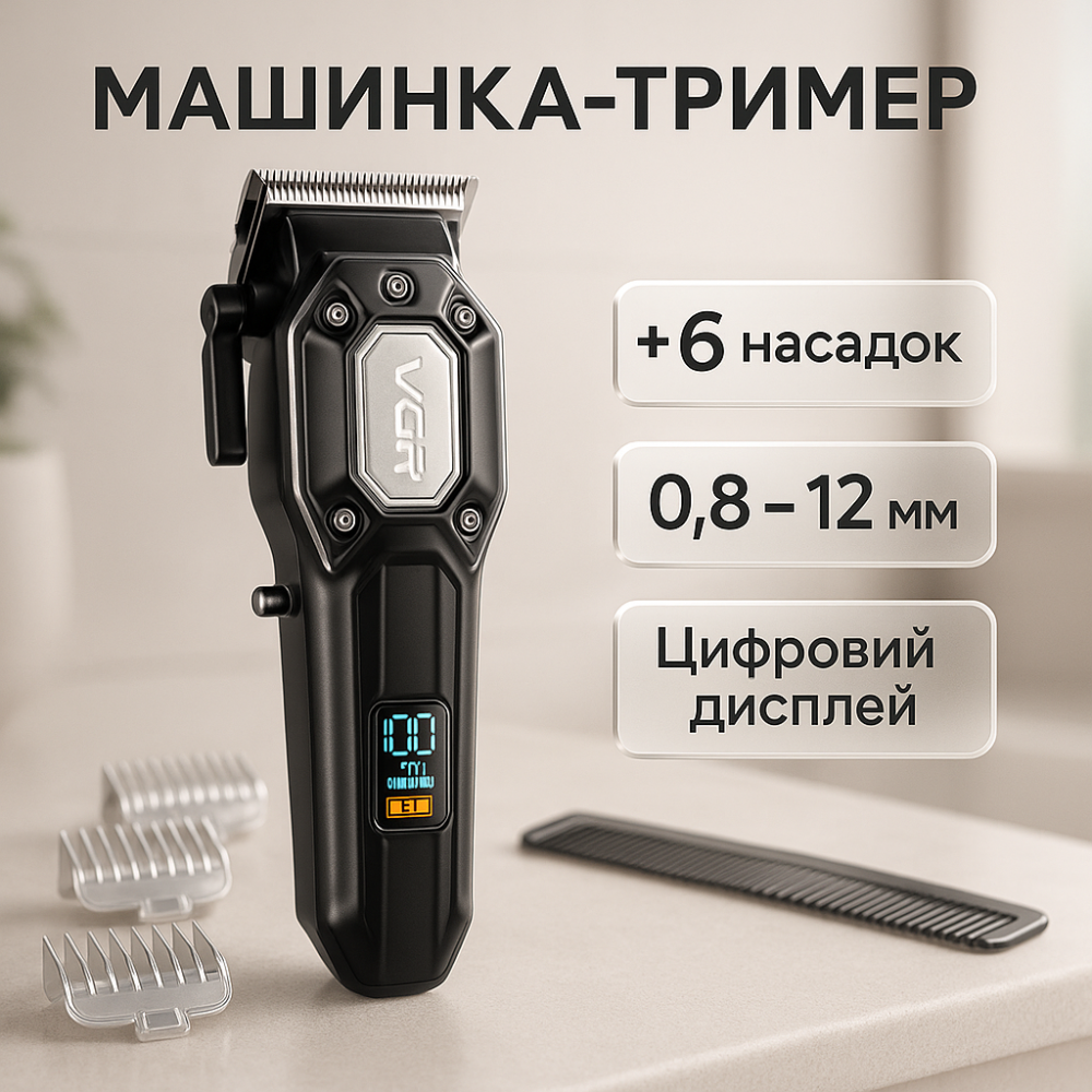 Акумуляторна машинка для стрижки і укладання волосся, Тример з регульованою довжиною MK-44 Львів - фото 16