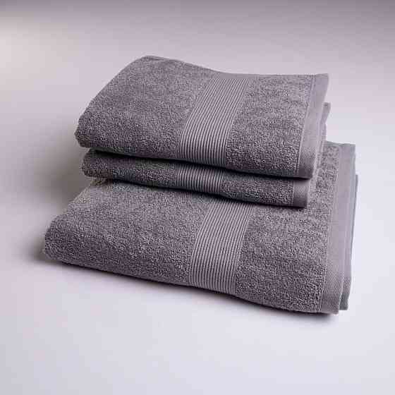 Набор махровых полотенец с бордюром 3шт GM Textile 50х90см, 50х90см, 70х140см 400г/м2 (Серый) Сумы