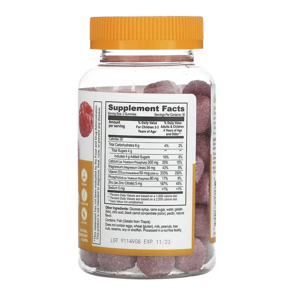 Кальций магний цинк +D3 для детей Lifeable Calcium Magnesium & Zinc + Vitamin D Kids 60 жев таб малина Киев - изображение 2