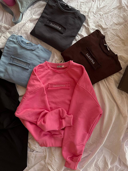 Женский оверсайз свитшот с надписью “Bulochka” турецкая петля Одесса - изображение 1