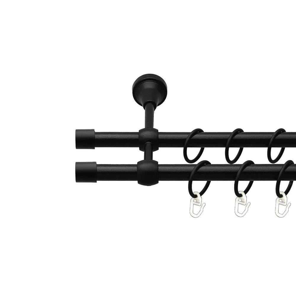 Карниз Orvit Заглушка металевий дворядний литий гладка труба кільце металеве Чорний Оксамит 16\16 мм 160 см Львов - изображение 1