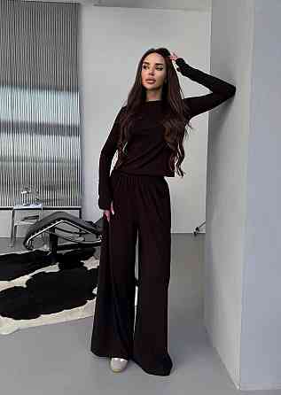 Женский прогулочный костюм двойка трикотаж термо Шоколад Одесса