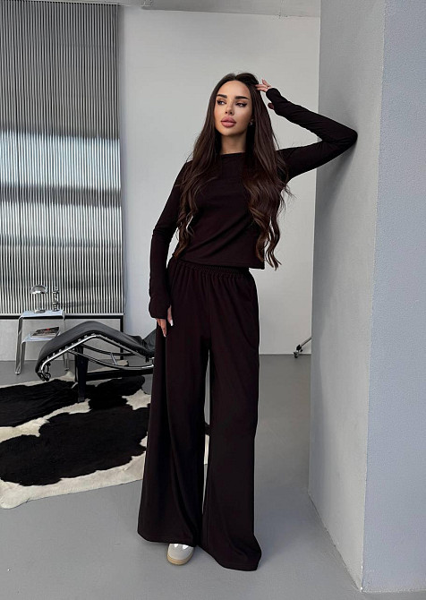 Женский прогулочный костюм двойка трикотаж термо Шоколад Одесса - изображение 2