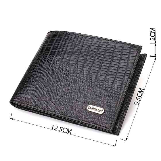 Практичний чоловічий портмоне з натуральної фактурної шкіри CANPELLINI 21868 Чорний Київ