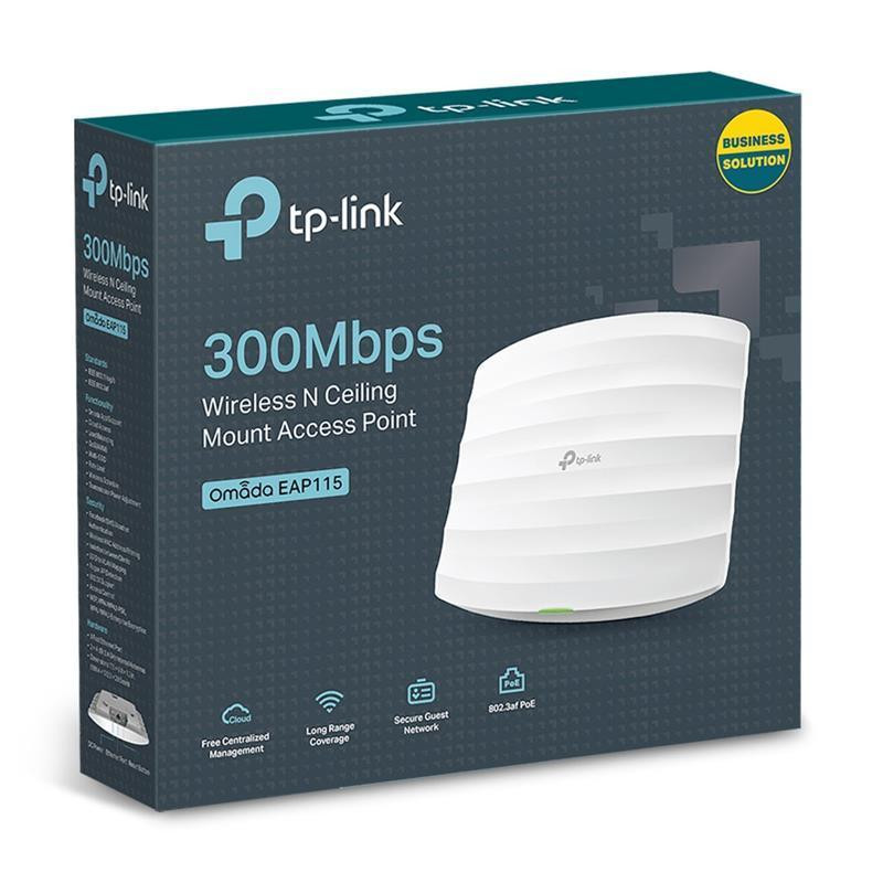 Точка доступу TP-Link EAP115 (1х100 Мбіт, 300Mbps, 100 мВт, 2,4Ghz, 20 дБм, постільна, PoE, EAP Controller, Харків - фото 4