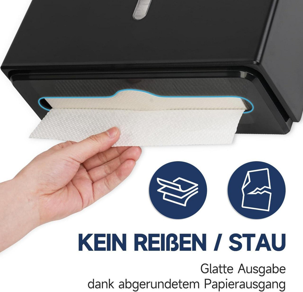 Диспенсер для бумажных полотенец держатель настенный черный, 200+ листов Z-сборка, пластиковый, смотровое окно Киев - изображение 4
