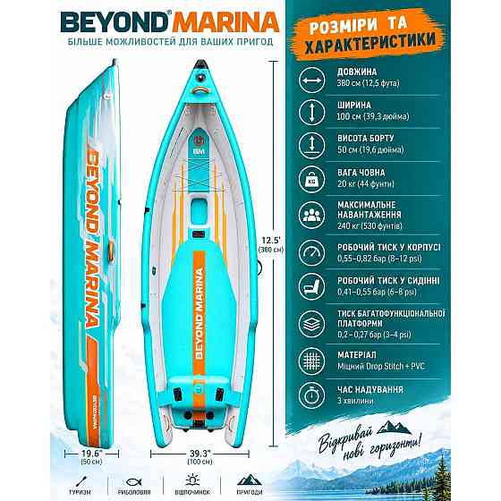Надувний каяк-човник аердек BEYOND 380х100х50 см Київ