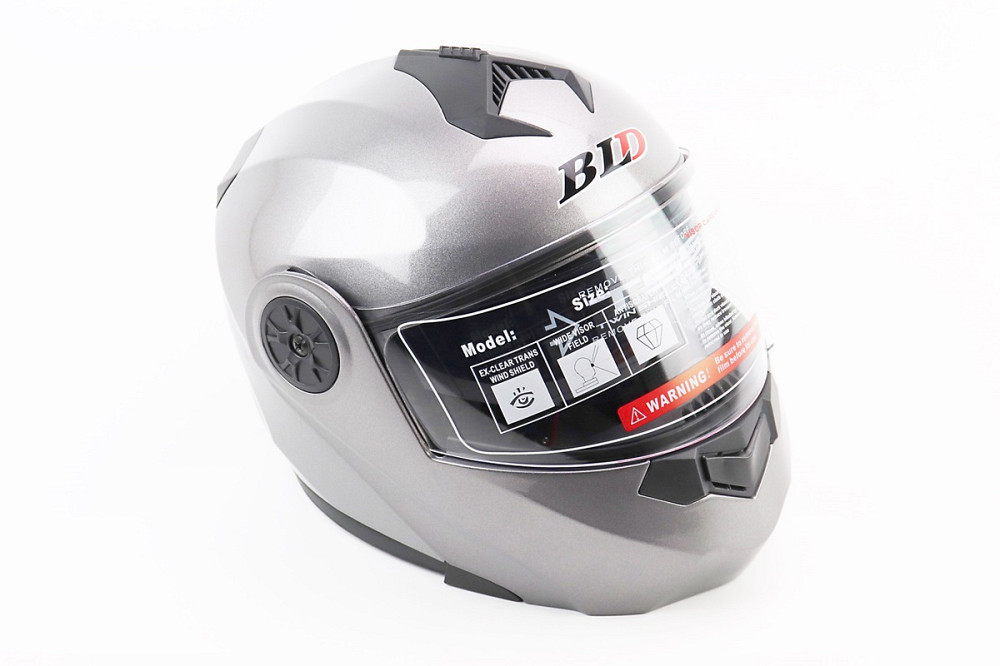 Шолом модуляр, закритий з відкидним підборіддям+відкидні окуляри BLD-159 L (59-60см), СІРИЙ глянець Київ - фото 1