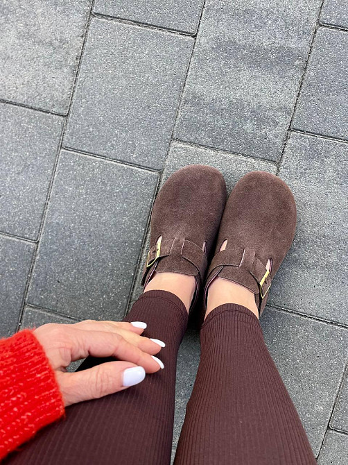 Egga Клоги жіночі EGGA шоколадні натуральна замша закрита п'ята розмір ( -32) Коломыя - изображение 3