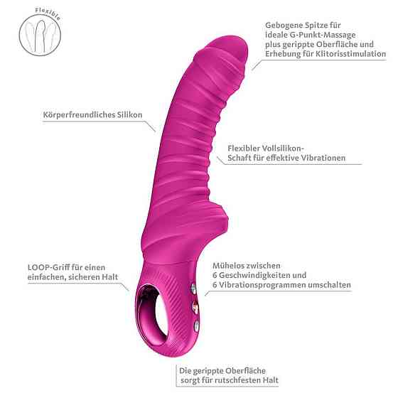 Вібратор для точки G Fun Factory TIGER Magenta, ребристий, підходить для анальної стимуляції Sex Aura Київ
