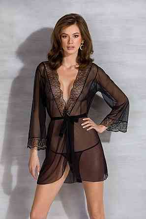 Пеньюар Passion AMBERLY PEIGNOIR black, S/M, пояс у комплекті Sex Aura Київ