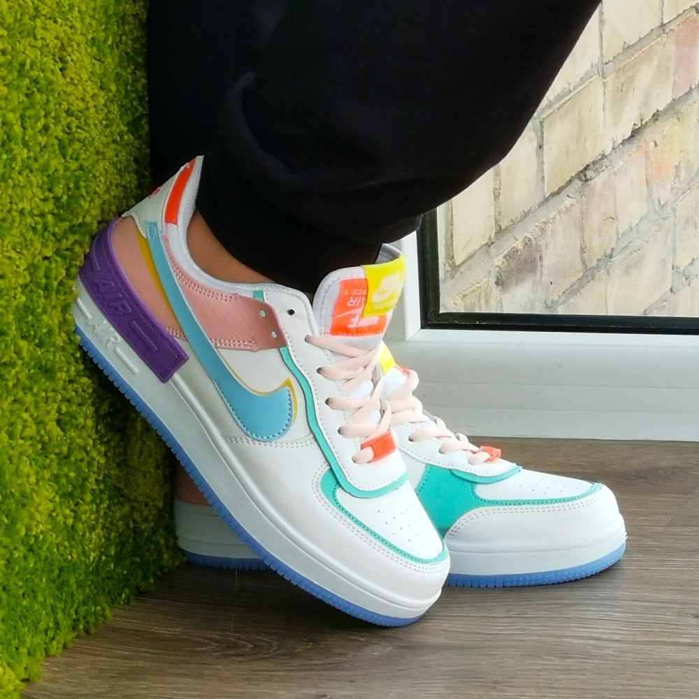 Кроссовки Nike Force Белые Женские Кожаные Форсы Разноцветные Найк (размеры: 37,38,39,40) Видео Обзор - 13 Днепр - изображение 8