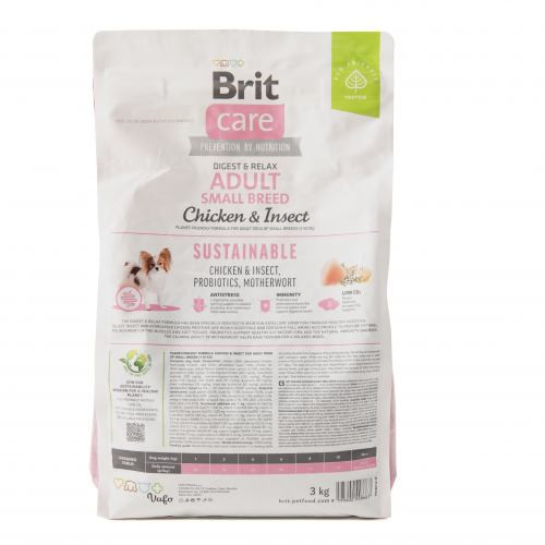 Корм сухий Brit Care Dog Sustainable Adult Small Breed для собак малих порід з куркою та комахами 3 кг Київ - фото 7