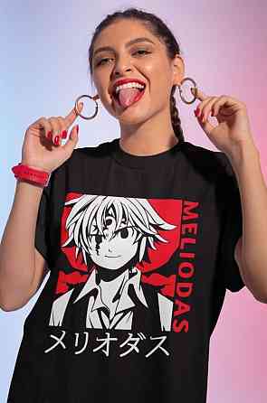 Футболка для мальчика аниме Нанатсу Но Таизаи Севен оверсайз (рост от 165 до 180 ) Черний AnimeJ0944m Днепр