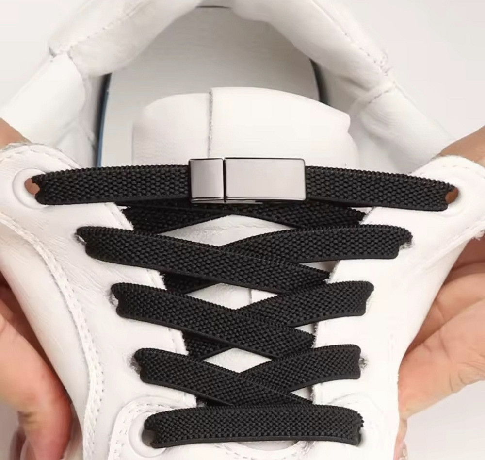 Еластичні шнурки без зав'язок з магнітними застібками темний металік Смела - изображение 1