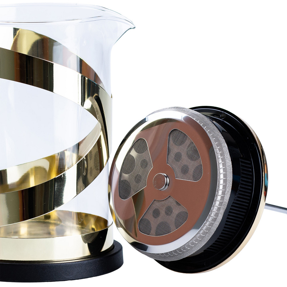 TS Kitchen Чайник прозорий заварювальний з френч пресом 800 мл Золотий HP33540PGL Коломия - фото 3