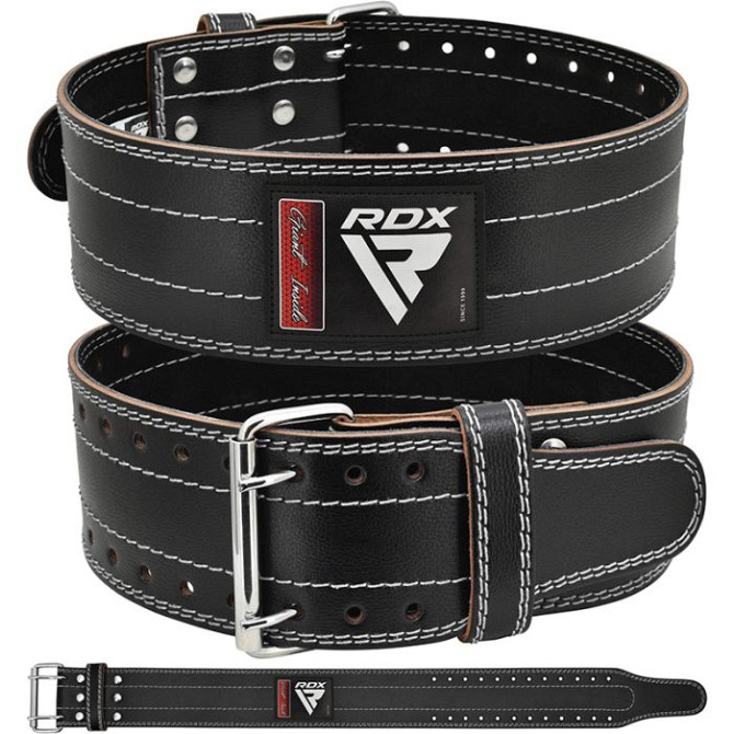 Пояс для важкої атлетики RDX Leather Black/White L Каменское - изображение 1