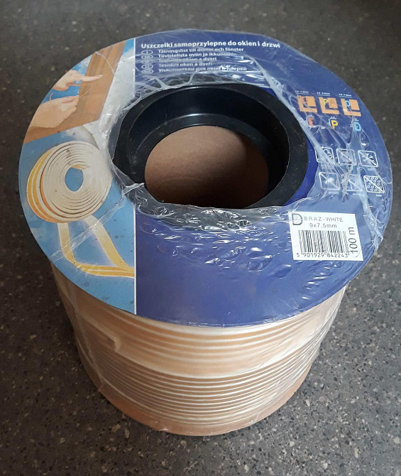 Самоклеющийся резиновый уплотнитель для окон и дверей   профиль D 9х7.5 (100м) белый Павлоград - изображение 1