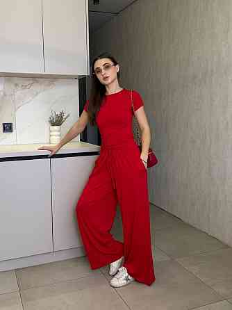 Жіночий базовий прогулянковий костюм, двойка турецький трикотаж віскоза Червоний, 46/48 Одеса