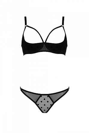 Эротический комплект Passion MARINA SET WITH OPEN BRA, XXL/XXXL, black, открытые чашки Sex Aura Киев