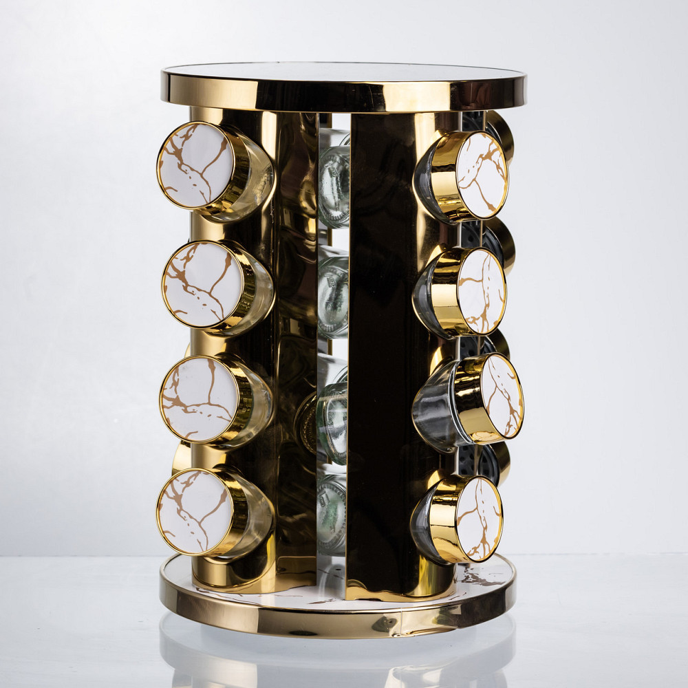 Карусель для спецій 16 баночок по 100 мл, білий мармур HP-1371 Київ - фото 3