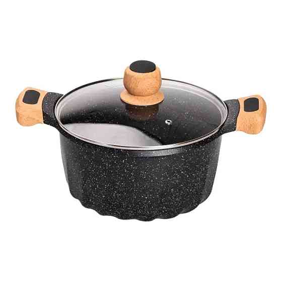 MGC Набір посуду, 3 каструлі, з товстодонною алюмінієвою лопаткою та ополоником MGC, чорний HP- Коломия