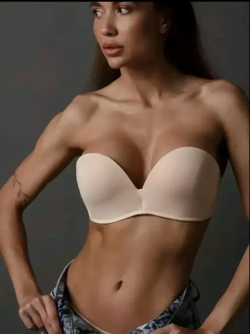 Бюстгальтер с двойным пуш-апом черного цвета с фиксацией без бретелей 80B Киев - изображение 2